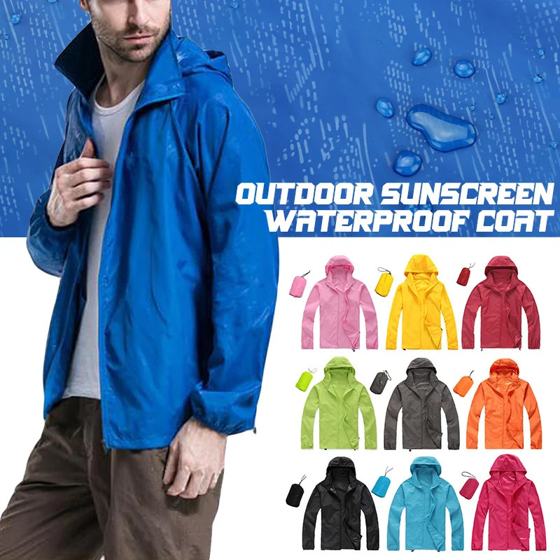 Men Women Quickdrying Jacket Thin Unisex Waterproof Raincoat Outdoor Hiking Cycling Sunscreen UltraLight Rainproof Coat 250614