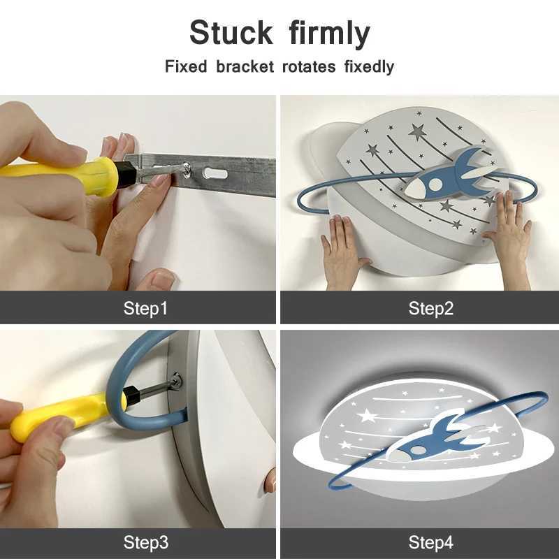 Modern LED Ceiling Light for Childrens Room Eye Protection Ceiling Light for Boys and Girls Creative Rocket Creative Cartoon Planet Light XJ2500613