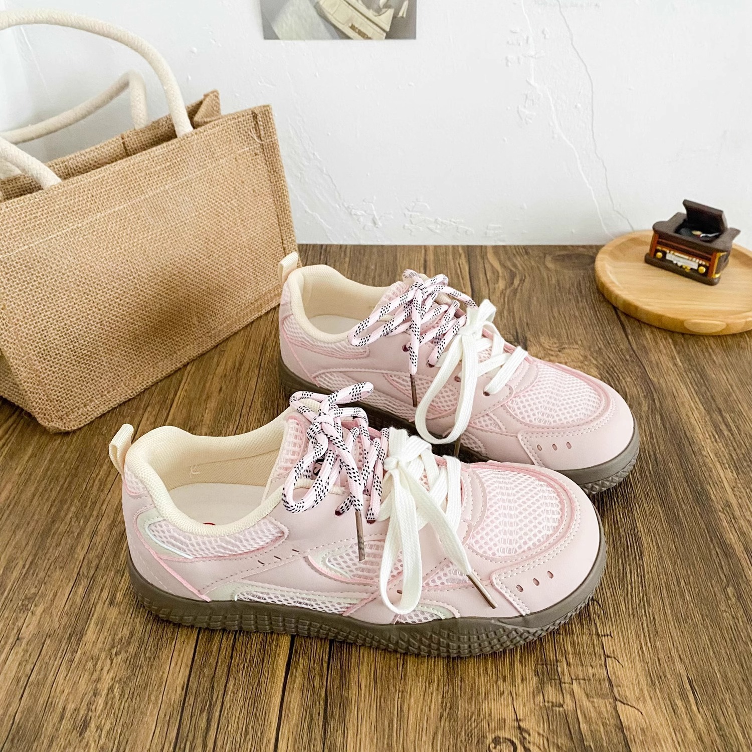 Ddmysports Spring New White Sneakers Mesh Breathable Sports Casual Fashion Versatile Non Slip German Training Shoes For Women Outdoor Shoes