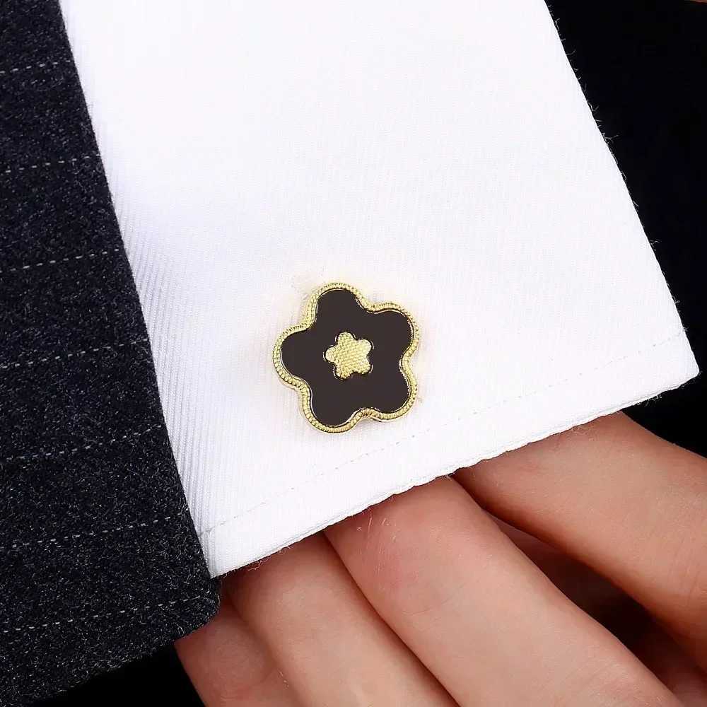 French Shirt Cufflinks High Quality Golden Two-color Lucky Flower BusinESS Banquet Wedding Mens and Womens Cuff LinksXJ250614