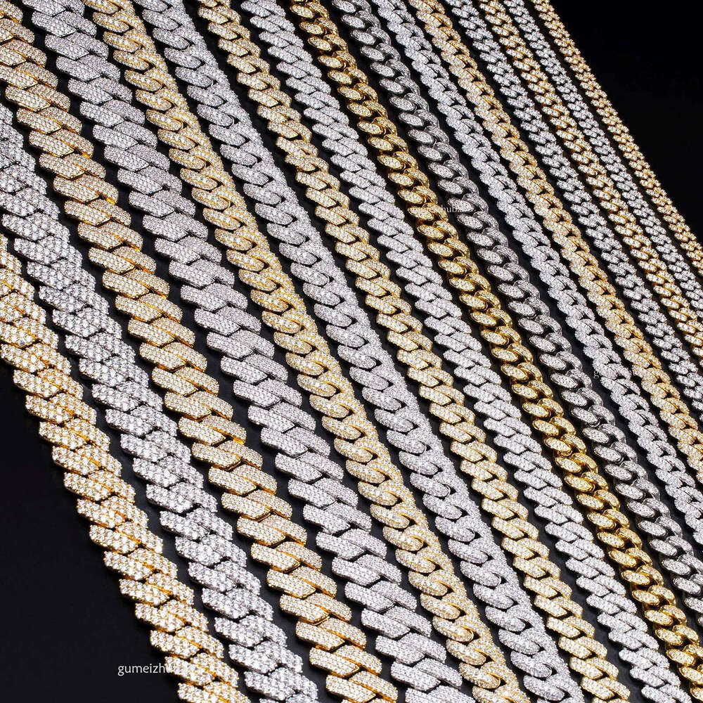 moissanite cuban link chain 14mm round cut vvs sterling sier iced out box clasp designer product men and women