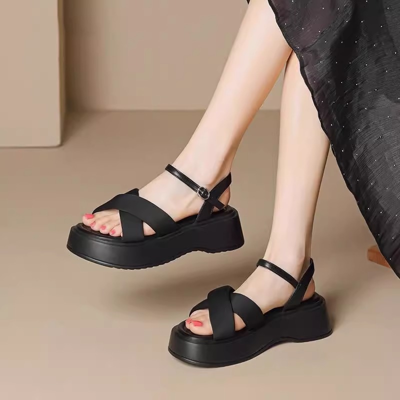 Ddmysports Summer Thick Soled Roman For Women New Fairy Style Soft Sole Height Increasing Chunky Heel Casual Versatile Open Toe Sandals Outdoor Shoes