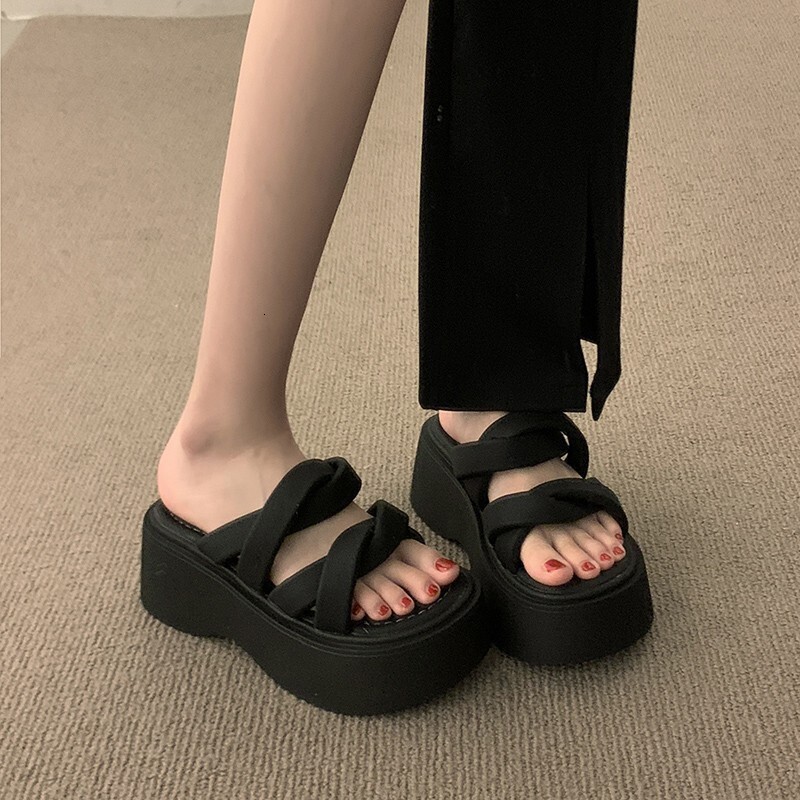 Ddmysports High Quality Beautiful Women S Slippers Summer New Versatile Casual Platform Thick Soled Height Increasing Sandals Outdoor Shoes
