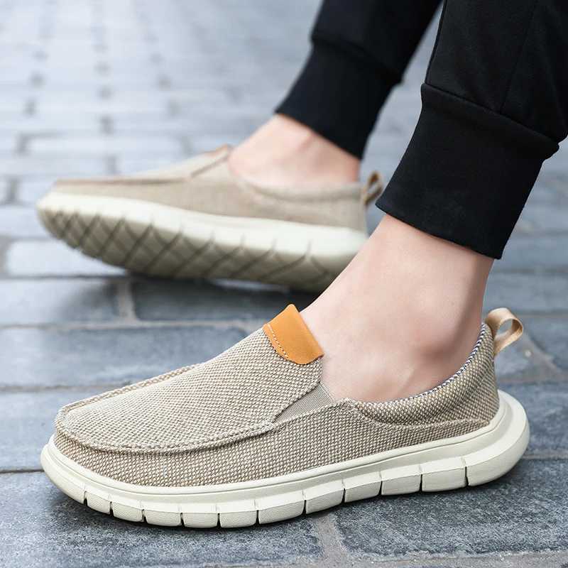 New Men Casual Canvas Shoes Mens Loafers Breathable Slip Flats Male Vulcanized Shoes Driving Shoes Plus Size 47 Walking shoe XJ250614