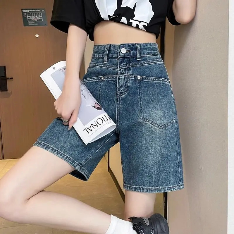 High-waisted Five-point Denim Shorts for Women in Summer Thin Large Size Loose 250613