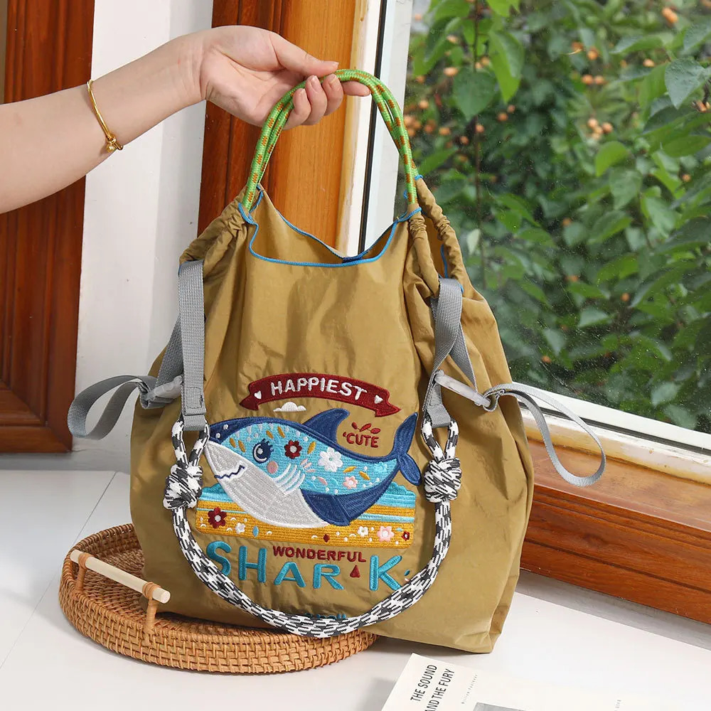 Fashion Shopping Tote Bag for Women Original Eco-friendly Bag Exquisitely Embroidered Nylon Handbag Shoulder Bag Bag 250610
