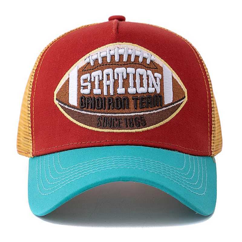 Hot Sale Unisex Football Pattern Mesh Trucker Hat Summer Breathable Baseball Cap Embroidered Snapback Cap for Men And Women W250614
