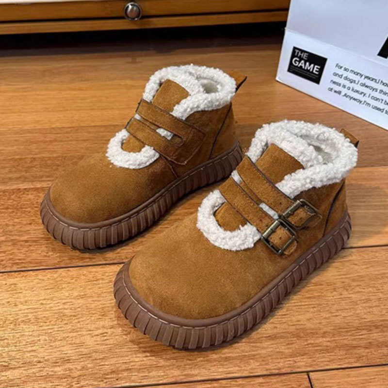 Ddmysports Women S Snow Boots Winter New British Style Fleece Lined Thickened Warm Leather And Wool Integrated Thick Sole Fur Cotton Shoes Outdoor Sho