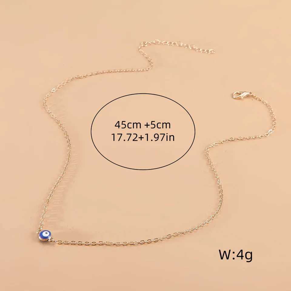 Evil Eyes Deep Sea Blue Pendant Necklace Metal Thin Chain Jewelry Turkey Blue Eyes Ladies Jewelry Gift Z250614
