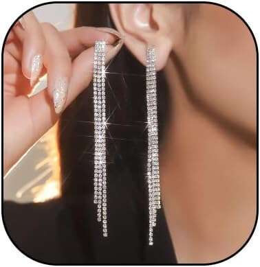 Long Tassel Crystal Chandelier Dangle Drop Wedding Party Prom Earrings Jewelry for Women Gifts