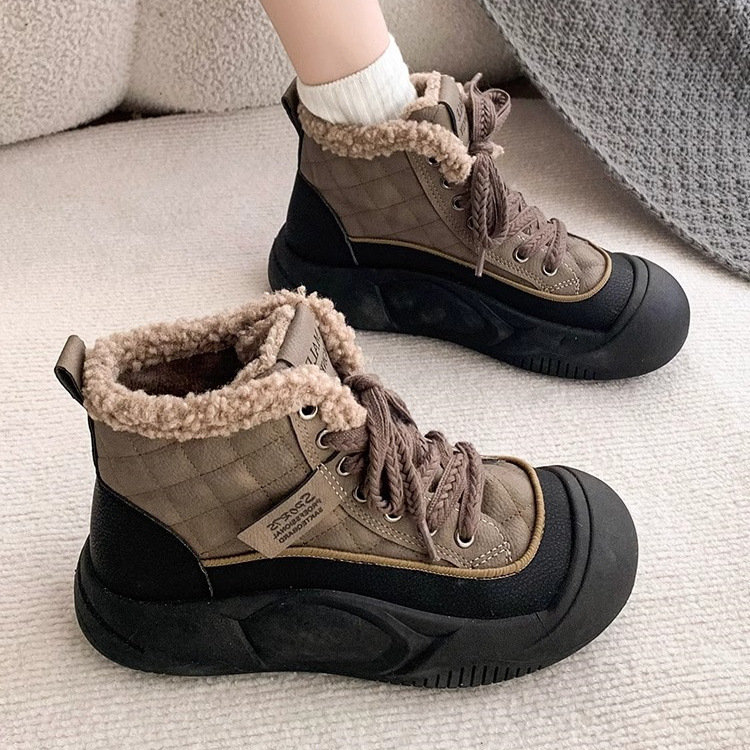 Ddmysports Women S Winter Snow Boots Fleece Lined Thickened Warm Thick Soled Height Increasing Sports Dad Shoes Cotton For Outdoor Shoes