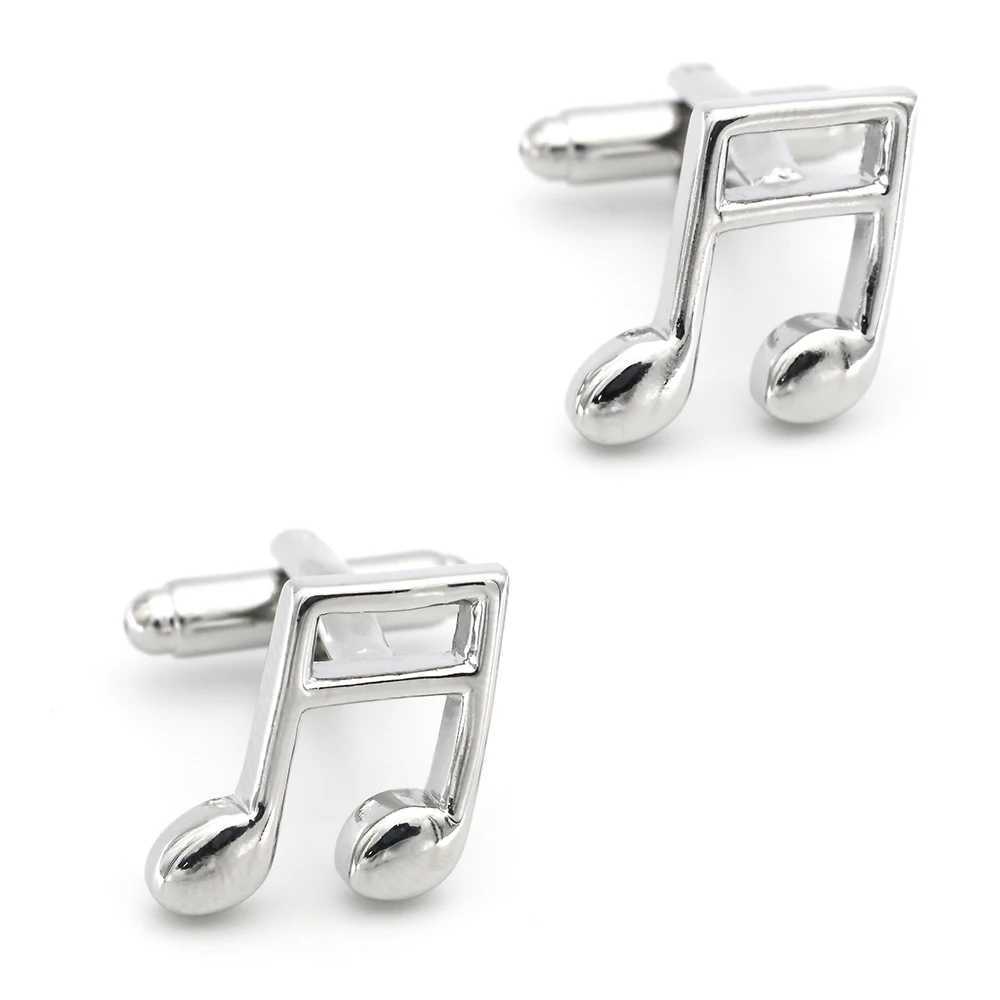 Mens Music Note Cufflinks Quality Copper Material Silver Color Music Teacher Gift Cufflinks Wholesale Retail XJ250614
