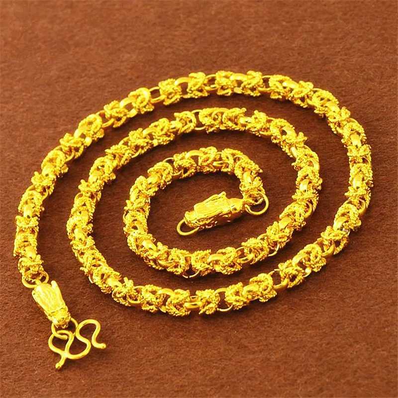 Men domineering dragon head dragon robe necklace 24K gold AU999 inlaid dragon claws Sanskrit spell chain buckle Z250614