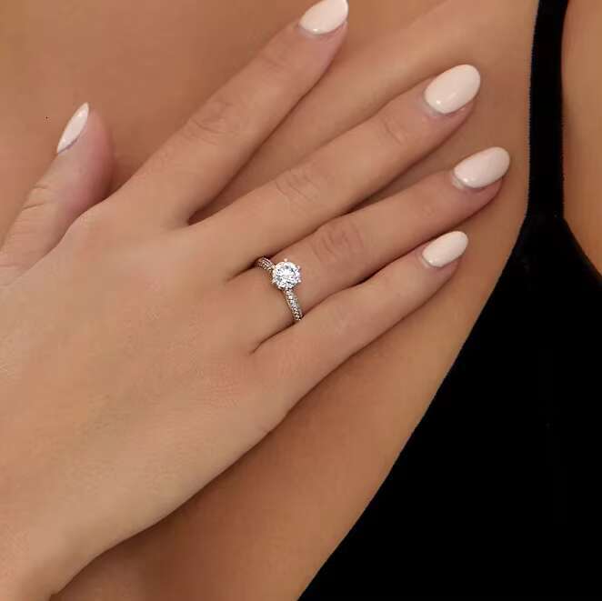 925 Sterling Silver 1ct Moissanite Engagement Ring Jewelry Lab VVS Diamond Wedding Rings for Woman