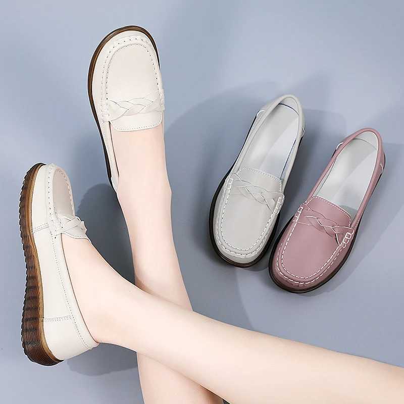 Comforty Fi Sneakers Women Flats Soft Hand-stitched Leather Casual Shoes Platform Slip Loafers Breathable Walking Shoes XJ250614