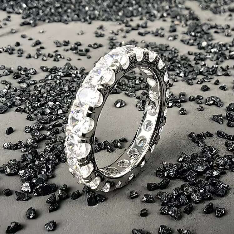 Wholesale GRA Popular Rhodium Plated 925 Sterling Silver VVS Moissanite Diamond Eternity Band Ring Fine Jewelry Unisex Gift
