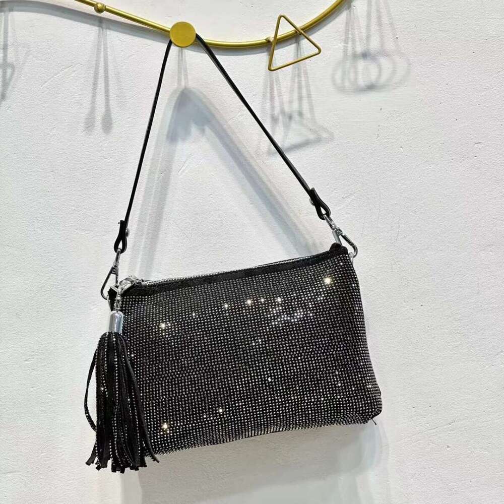 Style Full Shiny Underarm Bag for Women 2024 New Trendy Fashion Versatile Single Shoulder Crossbody Multi Hot Diamond Small Square