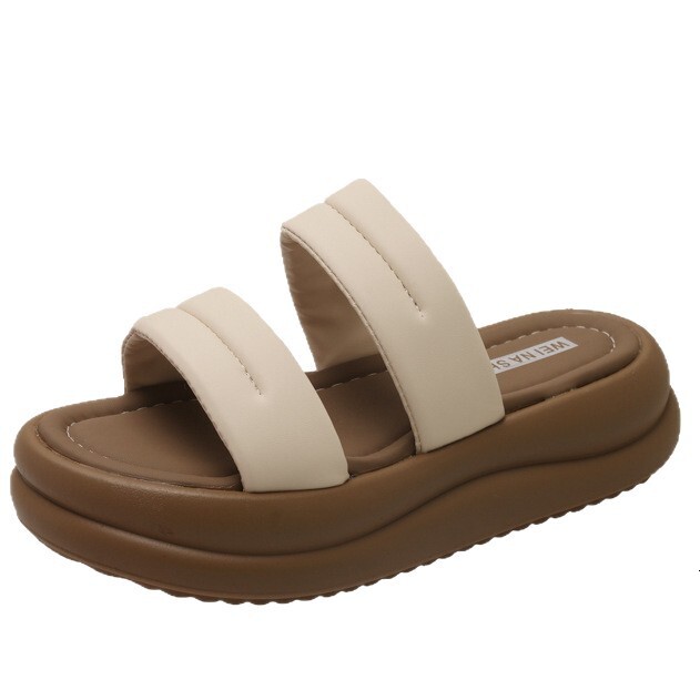 Ddmyoutdoor Thick Soled Non Slip Women S Summer Outdoor Slippers New Fashion Versatile One Strap For Petite Height Increase Beach Sandals Outdoor Shoe