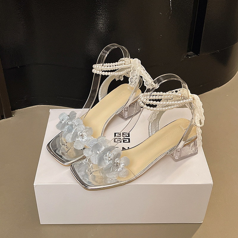 Ddmyoutdoor Women S Sandals Summer Ladies One Strap Rhinestone Fairy Style Niche Dress Shoes Evening Chunky Heel Fashion High Heels Outdoor Shoes