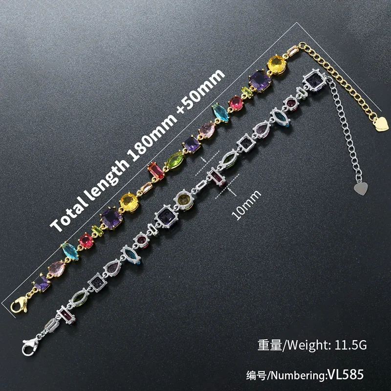 ZHUKOU 18K Golden Plated Colourful Crystals Elegant Collarbone Necklace Ladies Beaded Bracelet Ladies Jewellery VL585 VL586 250609