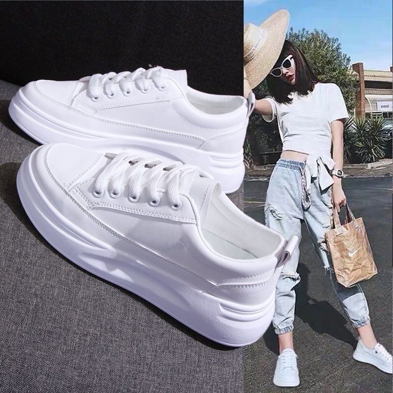 Ddmysports White Sneakers Women Autumn New Sports For Female Students Thick Sole Trendy Korean Style Versatile Board Shoes Outdoor Shoes
