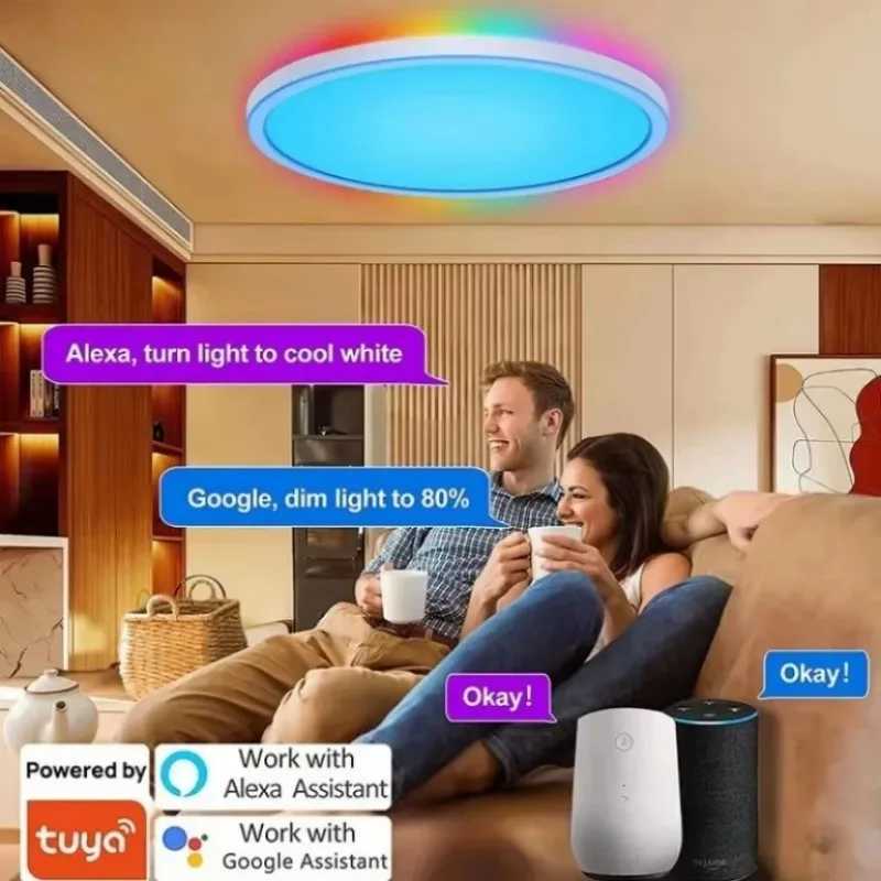 Smart Tuya Ceiling Light WIFI Round RGB APP Remote Dimming Alexa Google Voice Bedroom Living Room Decor LED Ceiling Lamp XJ2500613