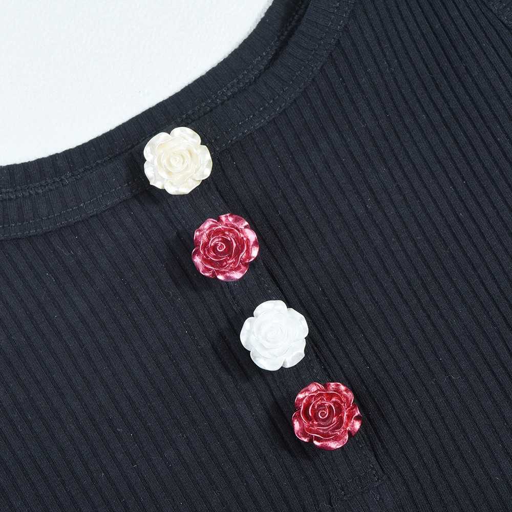 ICEYY Elegant Womens Shirts Cufflinks Rose Flower Button Covers Set Mens or Womens Shirt Cufflinks for Tux Shirt Decoration XJ250614