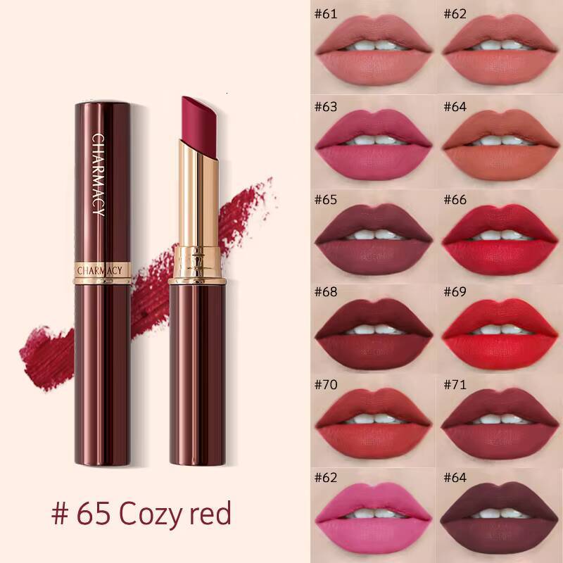 CHARMACY Long Lasting Waterproof Matte Nude Lipstick Luxury Korean Velvet Easy to Wear Lip Stick for Women Makeup Cosmetic happy