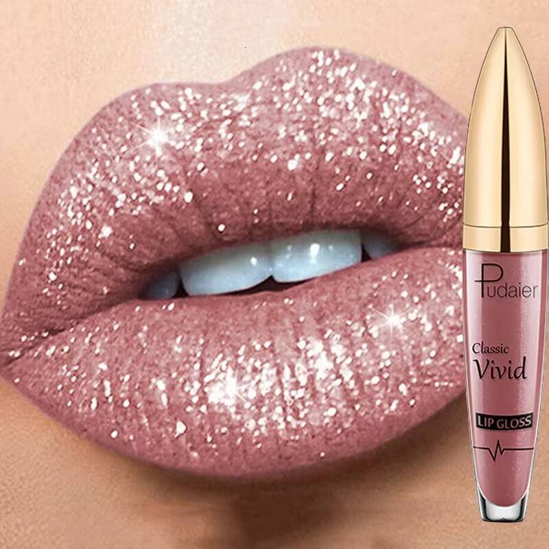 18 Colors for Women Long Lasting Matte Glitter Liquid Lipstick Diamond Shiny Gloss Waterproof Lip Makeup happy