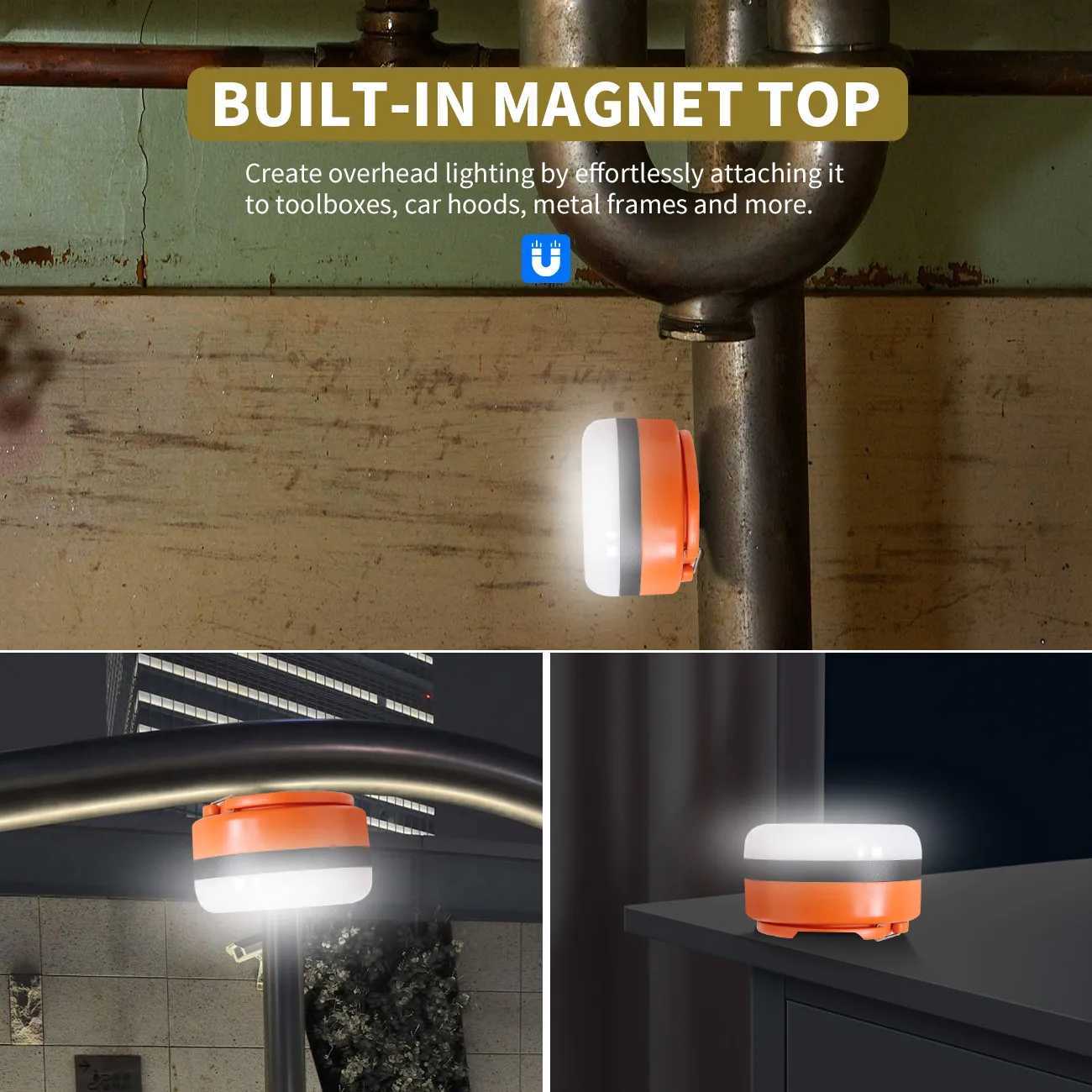 Camping Lantern LED USB Rechargeable Lantern Flashlight Tent Light Emergency Hanging Lights for Camping Hurricanes Power Outage W250613