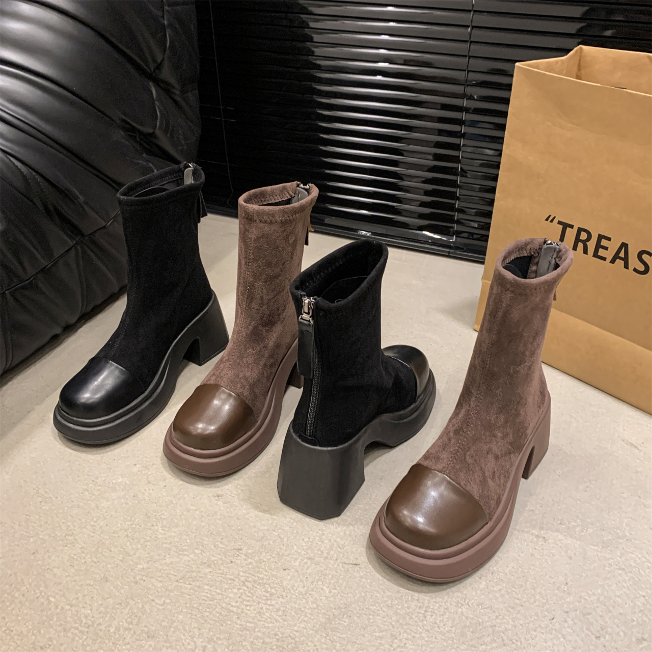 Ddmysports Autumn Winter New Fashion Martin Short Height Increasing Slimming Boots Outdoor Shoes