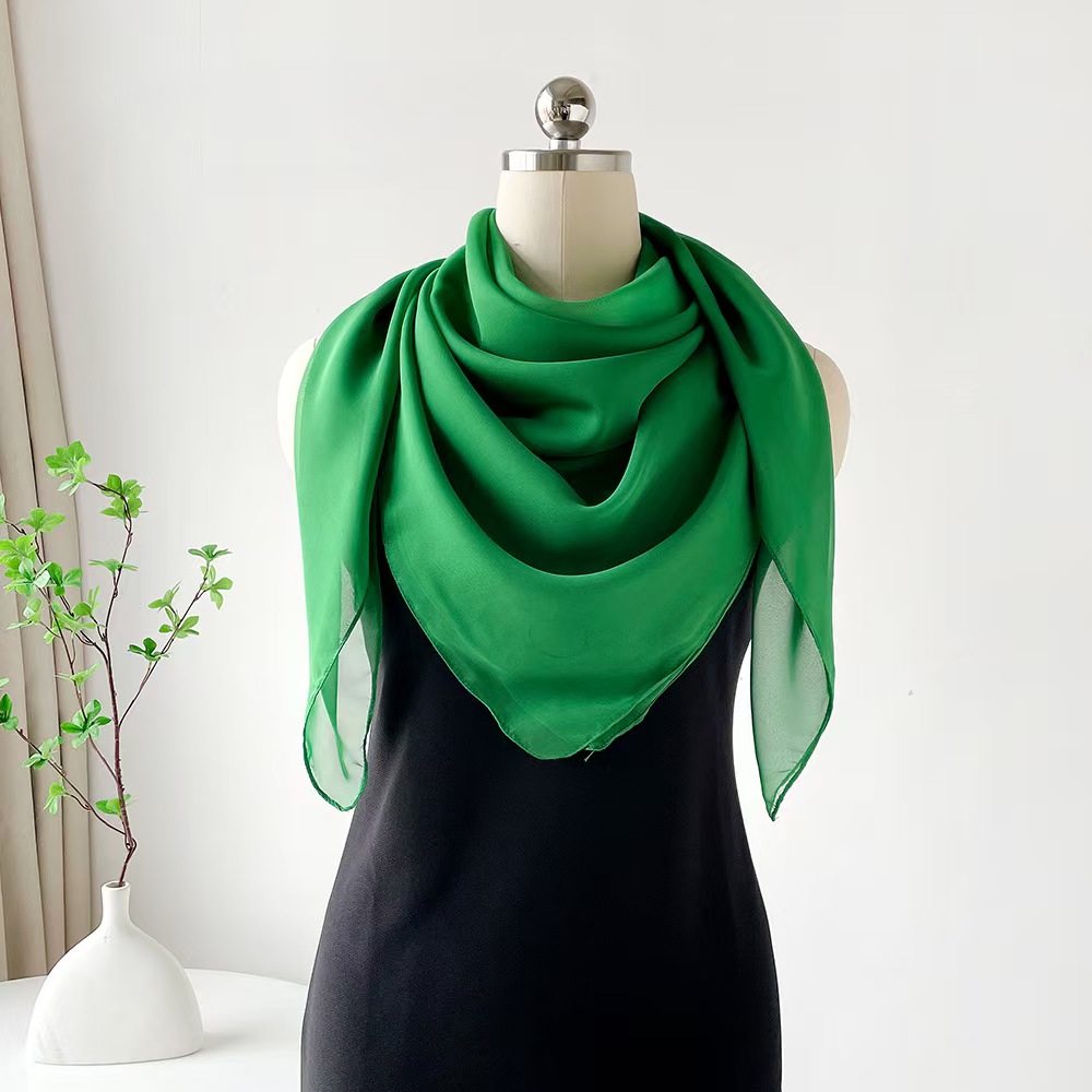 T965 solid color square scarf summer European and American silk scarf high-grade chiffon scarf simple shawl decorative headscarf