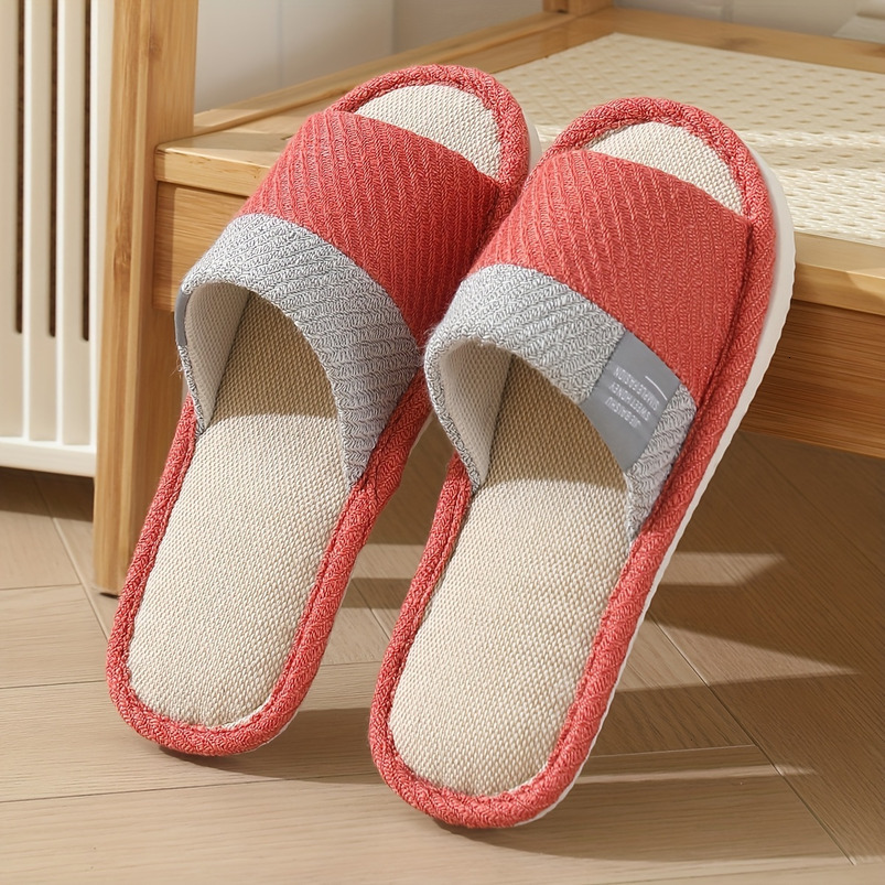 Unisex Linen Slippers Men and Women - Soft Breathable Fabric Thick EVA Non-Slip Sole Red, Blue, Beige & Pink Casual Indoor Home Shoes | Suitable for a