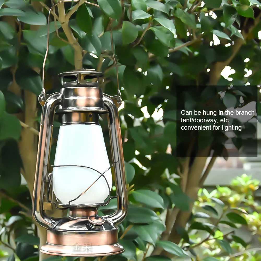 Vintage Camping Lantern LED Flame Light Battery Rechargeable USB Portable Hanger Fishing Lamp Dimming For Outdoor Garden Tent W250613