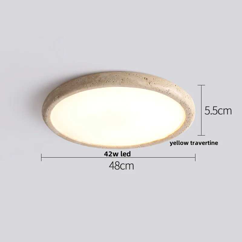 IWHD Nordic Modern LED Ceiling Lights Living Dining Room Decoration Yellow Travertine Stone Wabi Sabi Plafond Lamp Lampara TechoXJ2500613