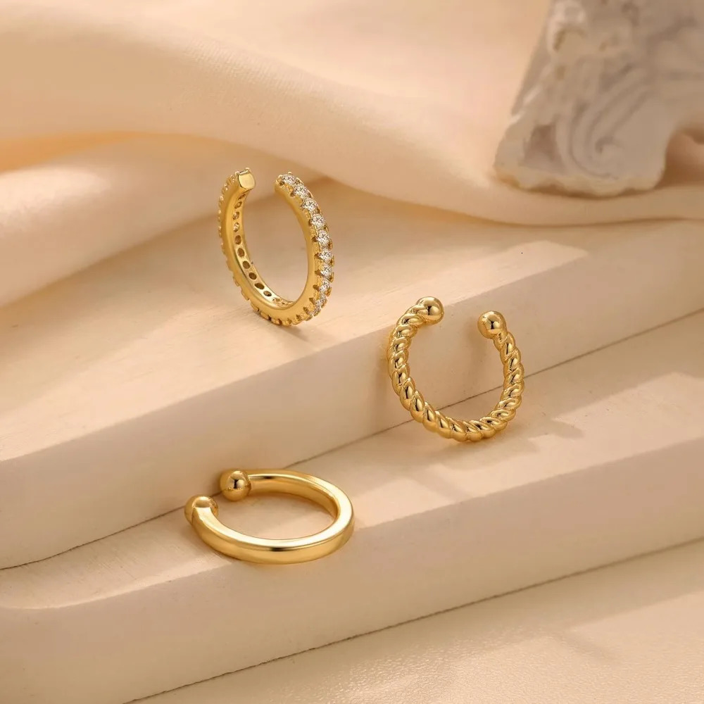 Ear Cuff Earrings for Women Non Piercing 14K Gold Plated Cuff Earrings for Women Hypoallergenic Cubic Zirconia 250610