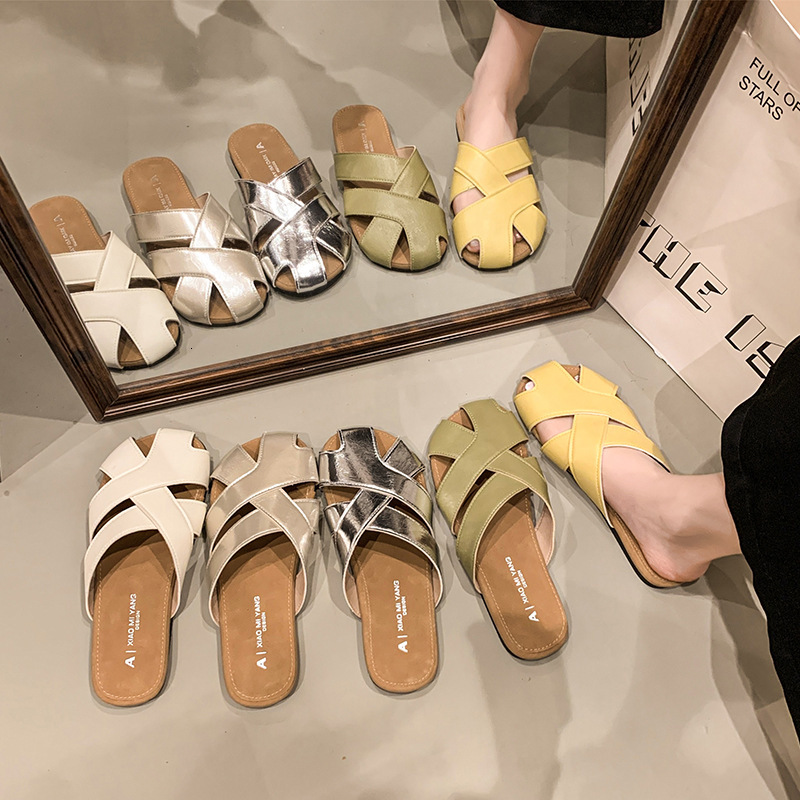 Ddmyoutdoor Women S Open Toe Mules For Summer New Korean Style French Fairy Casual Flat Sandals Outdoor Shoes