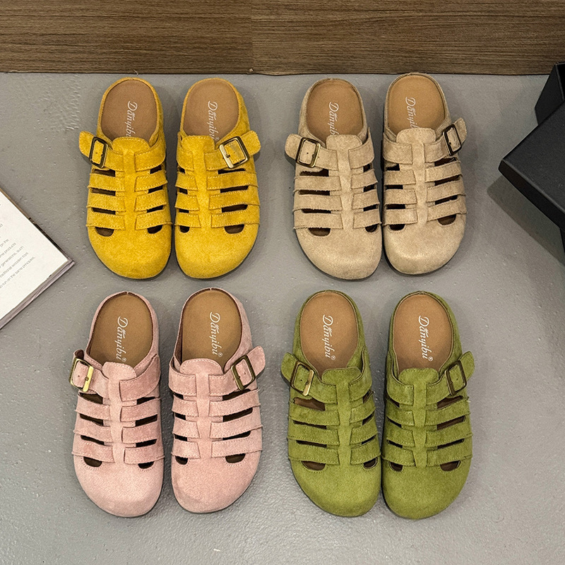 Ddmyoutdoor Baotou Half Slippers For Women Summer Outdoor New Woven Hollow Breathable Comfortable Flat Lazy Sandals Outdoor Shoes