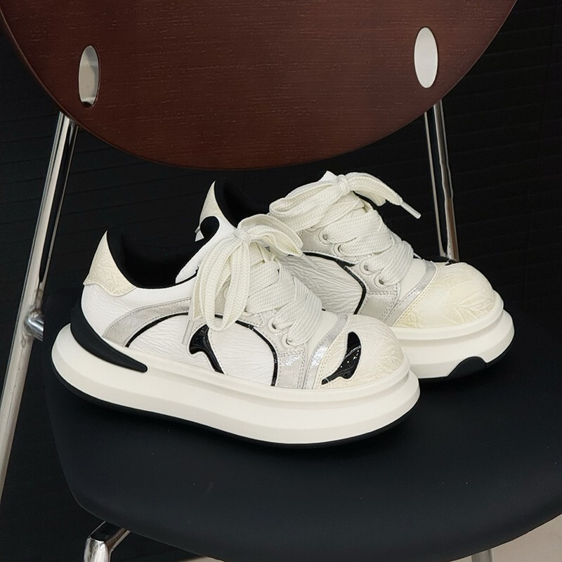 Ddmysports Spring Summer New Thick Soled Bread Sneakers Color Block Versatile Height Increasing Casual Sports Shoes Outdoor Shoes