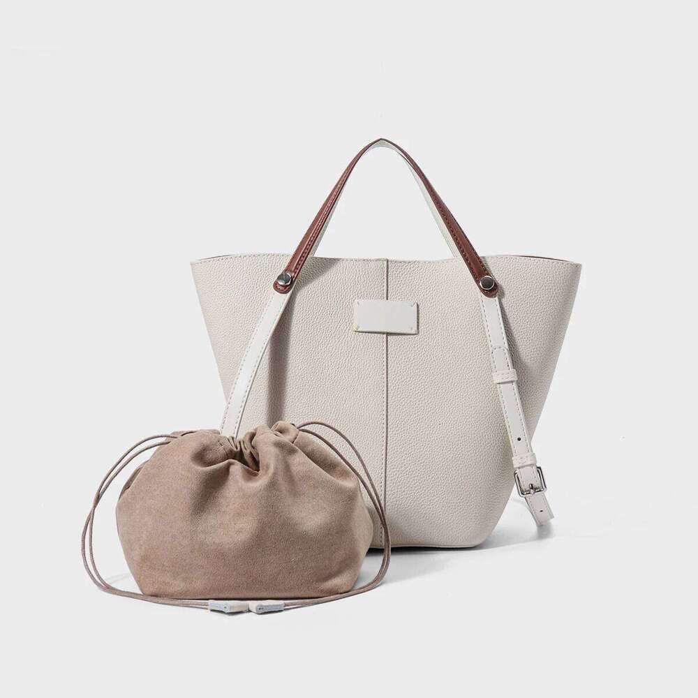 Large Capacity Women 2025 New Bucket bag Retro Genuine Leather Tote Ladies Elegant Handbags Woman Shoulder Bag