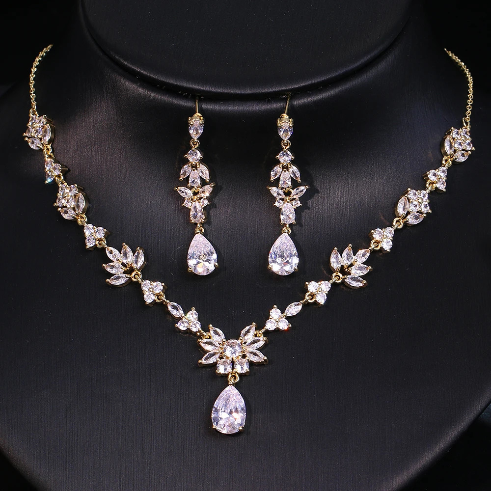 Emmaya Fashion Statement Wedding Party Classical Waterdrop Shape Delicate Jewelry Set For Women Girls Fascinating CZ Fancy Gift 250609
