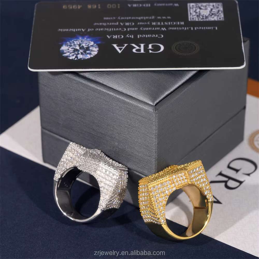 Men Rings Moissanite Gra Certificate Vvs D Moissanite 925 Sterling Silver Wedding MenS Iced Out Moissanite Star Ring
