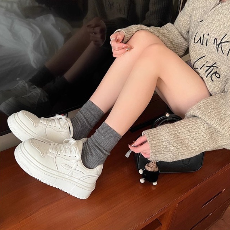 Ddmysports Platform White Sneakers For Women Korean Style Spring New Versatile Height Increasing Lightweight Casual Shoes Outdoor Shoes