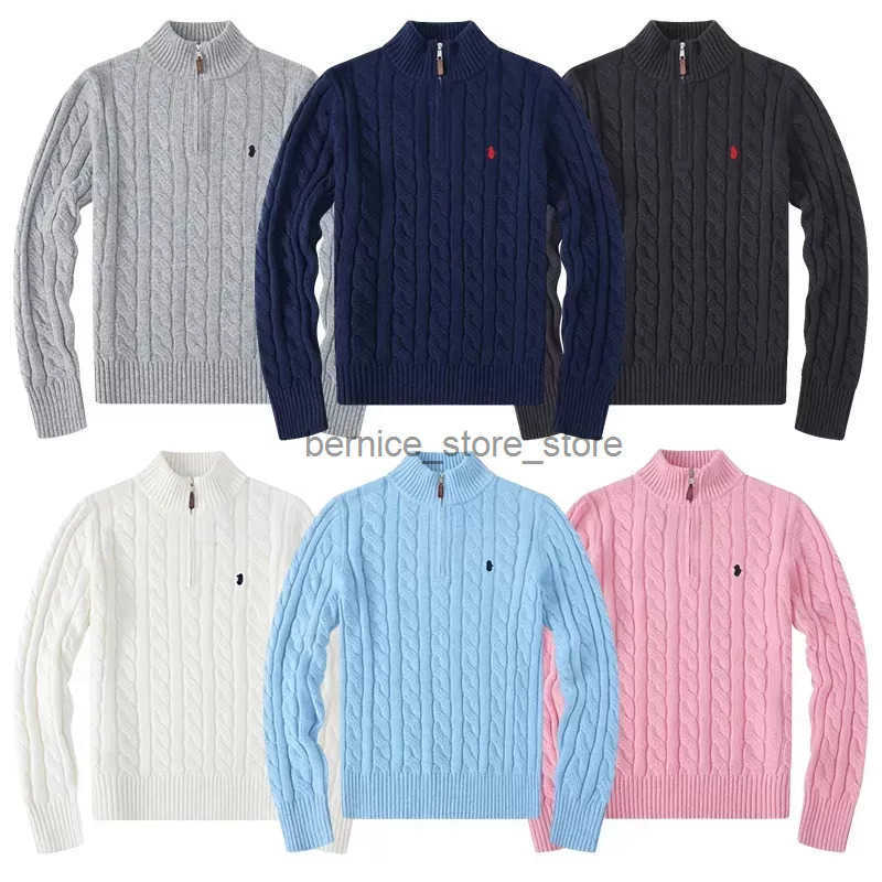 mens Sweaters Autumn Wool Casual Small Horser Pull Half Zip Polos Chandail Cardigan Jacket Winter Long Sleeve Keep Warm Sweater PullovexRsv# Q250614