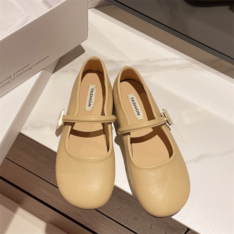 Ddmysports Mary Jane For Women Flat Single Spring And Autumn New Shallow Mouth Granny Shoes Gentle Style Matches With Skirts Small Leather Outdoor Sho