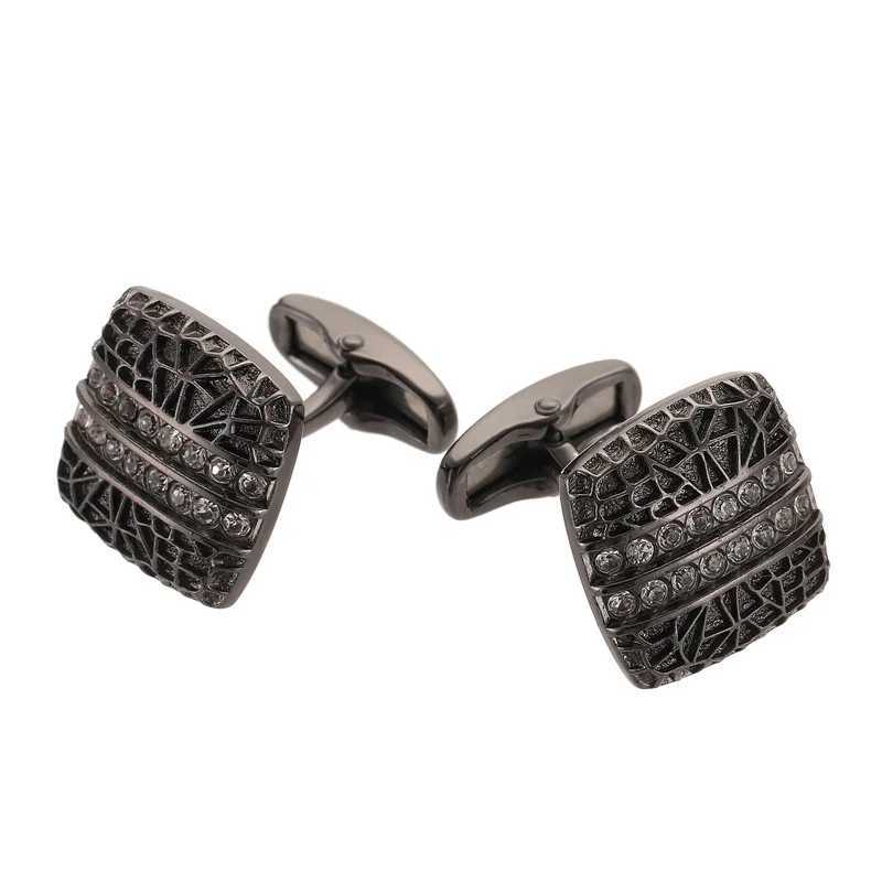 Luxury Mens French Shirt Cufflinks High-Quality Black Leopard Crystal Cuff Buttons Business Suit Accessories Jewelry Gifts XJ250614