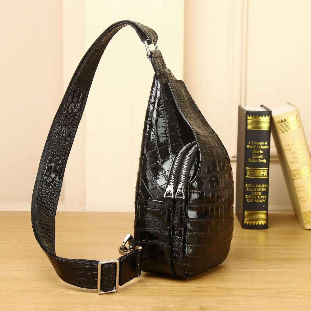 Crocodile Leather New Genuine Pattern Fashion High-end Front Chest Trendy Crossbody Men's Bag Store