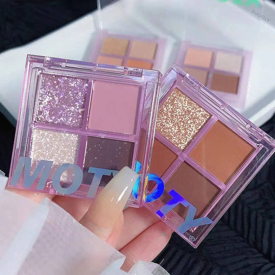 4 Matte Eyeshadow Palette Easy To Color Nude Pearlescent Earthy Shiny Eye Shadow Pallete Pigments Shine Eyes Makeup