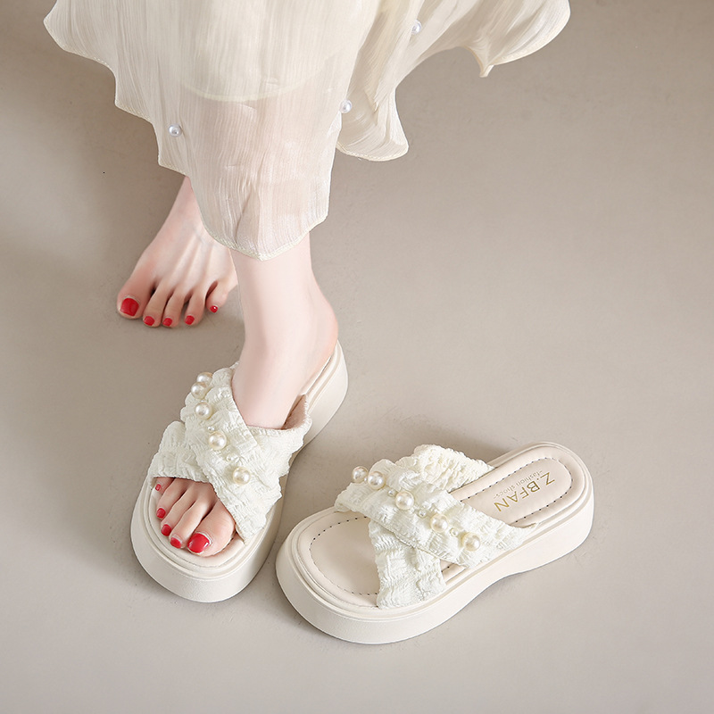 Ddmyoutdoor Women S Summer New Thick Soled Beach Sandals Internet Celebrity Ladies Casual Lazy Fashion One Strap Slippers Outdoor Shoes