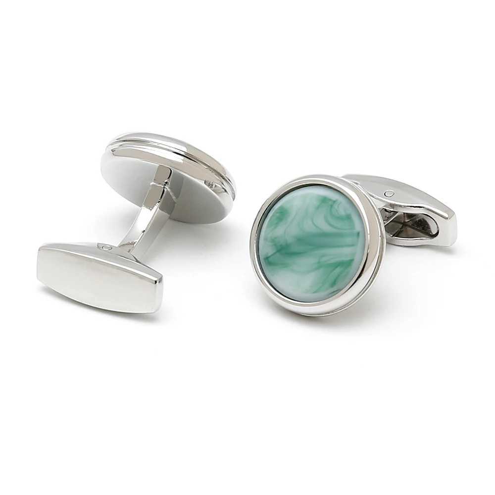 Mens Cufflinks TOMYE XK22076 Luxury Imitation Jade Round Silver Color Formal Business Shirt Cuff Links Wedding Gifts Buttons XJ250614